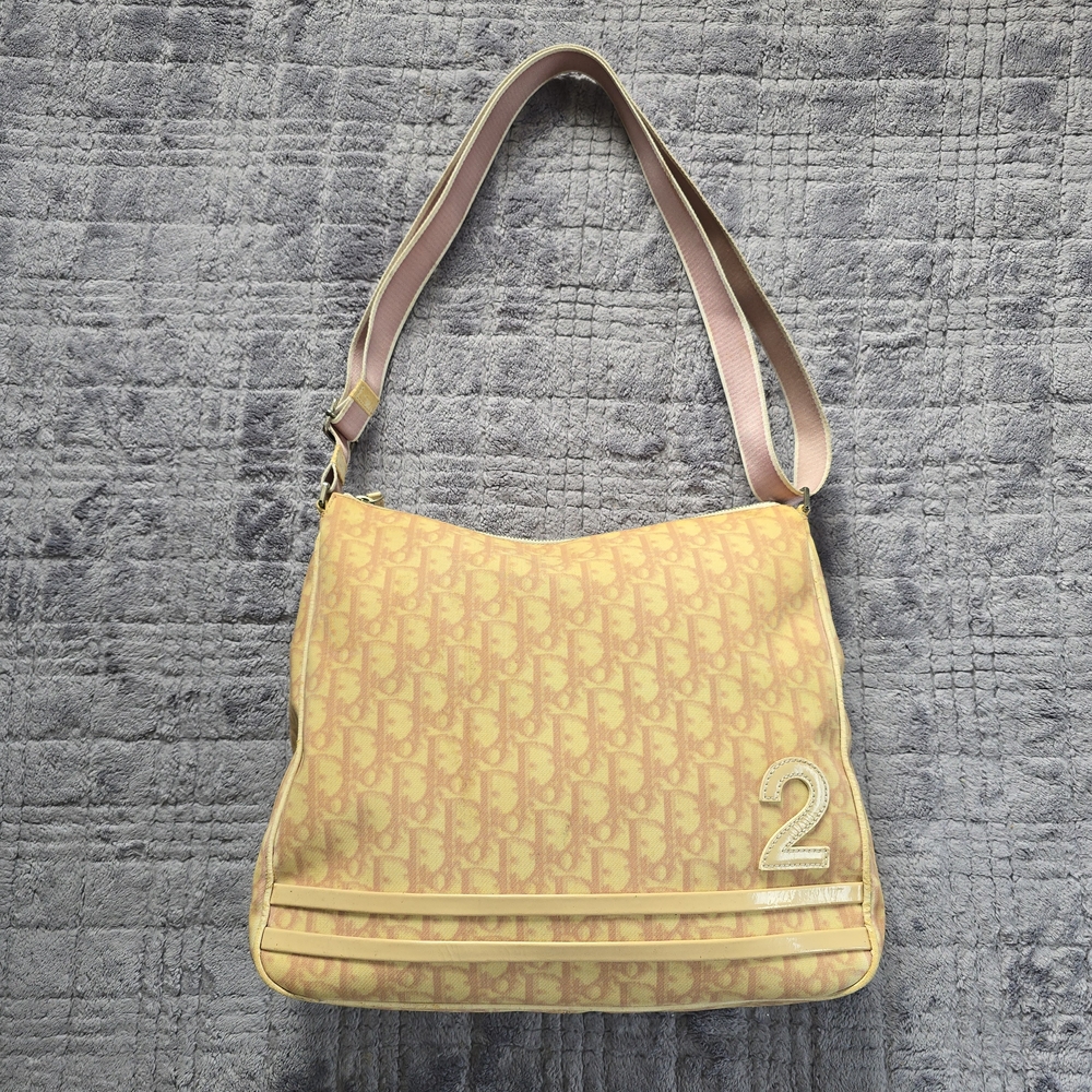 Authentic Vintage Christian Dior Pink Trotter Monogram Crossbody Purse